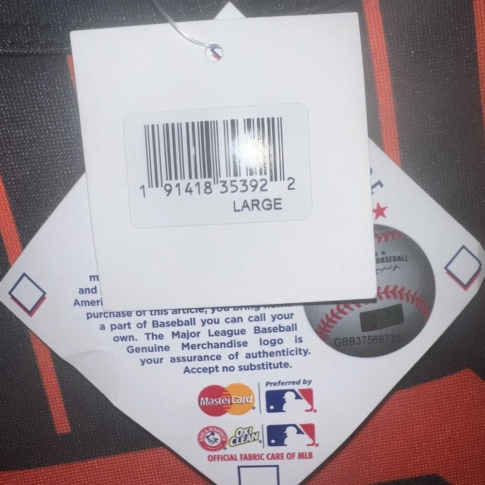 NWT San Francisco Giants Sweater Men's‎ Sz L Black Orange Pinstripe Sweatshirt